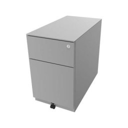 BISLEY Caisson roulant Note™, avec 1 tiroir pour DS, 1 tiroir universel, h x l x p 502 x 300 x 565 mm, avec barre servant de poignée et plateau de finition, gris clair