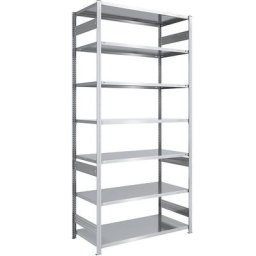 eurokraft pro Rayonnage emboîtable de stockage galvanisé, h x l 3000 x 1300 mm, avec 7 tablettes en acier, rayonnage de base, charge max. / tablette 190 kg, profondeur 800 mm