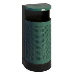 Collecteur de déchets d'extérieur mi-rond, capacité 35 l, h x l x p 900 x 320 x 400 mm, vert
