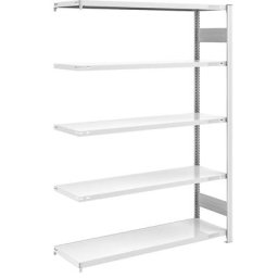 eurokraft pro Rayonnage emboîtable de stockage, gris, h x l 2000 x 1300 mm, avec 5 tablettes en acier, rayonnage additionnel, charge max. / tablette 185 kg, profondeur 500 mm