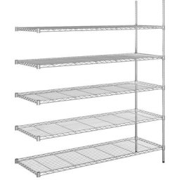 Rayonnage en fil d'acier chromé, charge max. par tablette 100 kg, l x p 1520 x 610 mm, rayonnage additionnel, hauteur 1880 mm, 5 tablettes