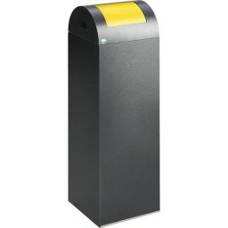 VAR Collecteur de tri auto-extinguible, capacité 89 l, l x h x p 320 x 1045 x 320 mm, argent antique, trappe jaune