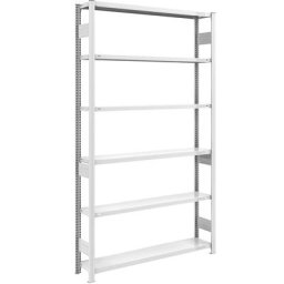 eurokraft pro Rayonnage emboîtable de stockage, gris, h x l 2500 x 1300 mm, avec 6 tablettes en acier, rayonnage de base, charge max. / tablette 200 kg, profondeur 300 mm