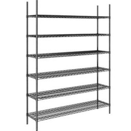 Rayonnage en fil d'acier noir, charge max. par tablette 250 kg, l x p 1520 x 460 mm, rayonnage de base, hauteur 2180 mm, 6 tablettes
