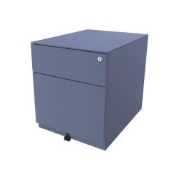 BISLEY Caisson roulant Note™, avec 1 tiroir pour DS, 1 tiroir universel, h x l x p 502 x 420 x 565 mm, avec barre servant de poignée et plateau de finition, bleu