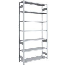 eurokraft pro Rayonnage emboîtable de stockage galvanisé, h x l 3000 x 1300 mm, avec 7 tablettes en acier, rayonnage de base, charge max. / tablette 230 kg, profondeur 500 mm