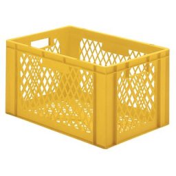 Bac gerbable normes Europe à parois et fonds ajourés, L x l x h 600 x 400 x 320 mm, jaune, lot de 5