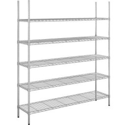 Rayonnage en fil d'acier chromé, charge max. par tablette 100 kg, l x p 1520 x 460 mm, rayonnage de base, hauteur 1880 mm, 5 tablettes