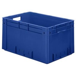 Bac norme Europe pour charges lourdes, en polypropylène, capacité 60 l, L x l x h 400 x 600 x 320 mm, parois pleines, fond plein, bleu, lot de 2