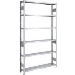 eurokraft pro Rayonnage emboîtable de stockage galvanisé, h x l 2500 x 1300 mm, avec 6 tablettes en acier, rayonnage de base, charge max. / tablette 200 kg, profondeur 300 mm