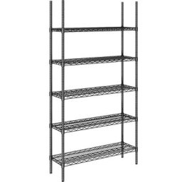 Rayonnage en fil d'acier noir, charge max. par tablette 250 kg, l x p 910 x 360 mm, rayonnage de base, hauteur 1880 mm, 5 tablettes