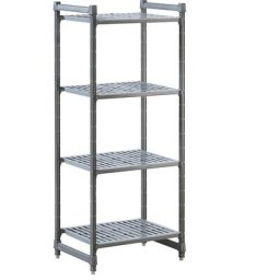 Rayonnage emboîtable modulaire en plastique, l x p tablettes 680 x 540 mm, rayonnage de base, largeur 760 mm, tablette crantée