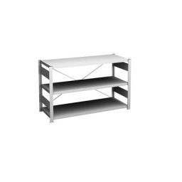 hofe Rayonnage bas emboîtable, gris clair, hauteur 825 mm, 3 tablettes, rayonnage de base, profondeur tablettes 500 mm, charge max. / tablette 185 kg