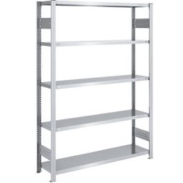 eurokraft pro Rayonnage emboîtable de stockage galvanisé, h x l 2000 x 1300 mm, avec 5 tablettes en acier, rayonnage de base, charge max. / tablette 180 kg, profondeur 400 mm