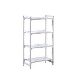 Rayonnage emboîtable modulaire en plastique PREMIUM, l x p tablettes 900 x 500 mm, rayonnage de base, largeur 970 mm, tablette crantée