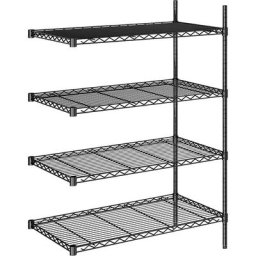 Rayonnage en fil d'acier noir, charge max. par tablette 100 kg, l x p 910 x 610 mm, rayonnage additionnel, hauteur 1370 mm, 4 tablettes