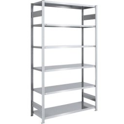 eurokraft pro Rayonnage emboîtable de stockage galvanisé, h x l 2500 x 1300 mm, avec 6 tablettes en acier, rayonnage de base, charge max. / tablette 190 kg, profondeur 600 mm