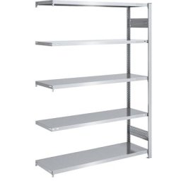 eurokraft pro Rayonnage emboîtable de stockage galvanisé, h x l 2000 x 1300 mm, avec 5 tablettes en acier, rayonnage additionnel, charge max. / tablette 230 kg, profondeur 500 mm