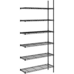 Rayonnage en fil d'acier noir, charge max. par tablette 100 kg, l x p 910 x 360 mm, rayonnage additionnel, hauteur 2180 mm, 6 tablettes