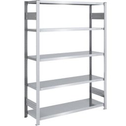 eurokraft pro Rayonnage emboîtable de stockage galvanisé, h x l 2000 x 1300 mm, avec 5 tablettes en acier, rayonnage de base, charge max. / tablette 230 kg, profondeur 500 mm