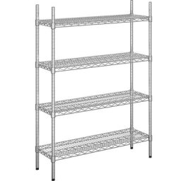 Rayonnage en fil d'acier chromé, charge max. admissible par tablette 250 kg, l x p 910 x 360 mm, rayonnage de base, hauteur 1370 mm, 4 tablettes