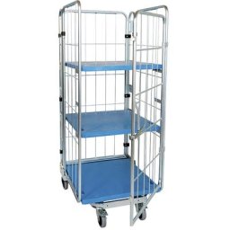 Roll-conteneur emboîtable, 4 côtés, avec tablette en plastique, h x l x p 1770 x 729 x 818 mm, avec 2 tablettes, à partir de 5 pièces