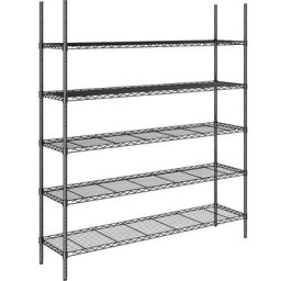 Rayonnage en fil d'acier noir, charge max. par tablette 100 kg, l x p 1520 x 460 mm, rayonnage de base, hauteur 1880 mm, 5 tablettes