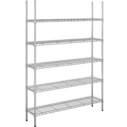 Rayonnage en fil d'acier chromé, charge max. par tablette 100 kg, l x p 1220 x 360 mm, rayonnage de base, hauteur 1880 mm, 5 tablettes