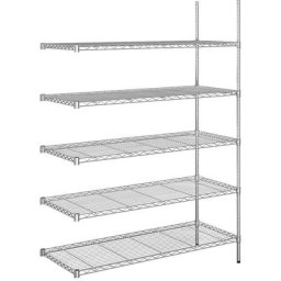 Rayonnage en fil d'acier chromé, charge max. par tablette 100 kg, l x p 1220 x 610 mm, rayonnage additionnel, hauteur 1880 mm, 5 tablettes