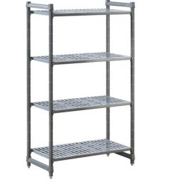 Rayonnage emboîtable modulaire en plastique, l x p tablettes 990 x 540 mm, rayonnage de base, largeur 1070 mm, tablette crantée