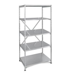 Rayonnage emboîtable pour le stockage et l'industrie, largeur tablette 800 mm, 5 tablettes, rayonnage de base profondeur 600 mm