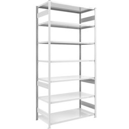 eurokraft pro Rayonnage emboîtable de stockage, gris, h x l 3000 x 1300 mm, avec 7 tablettes en acier, rayonnage de base, charge max. / tablette 240 kg, profondeur 800 mm
