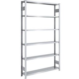 eurokraft pro Rayonnage emboîtable de stockage galvanisé, h x l 2500 x 1300 mm, avec 6 tablettes en acier, rayonnage de base, charge max. / tablette 175 kg, profondeur 300 mm