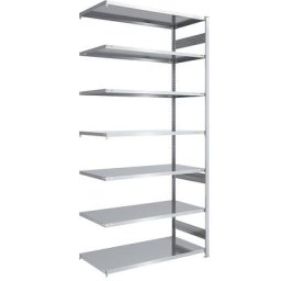 eurokraft pro Rayonnage emboîtable de stockage galvanisé, h x l 3000 x 1300 mm, avec 7 tablettes en acier, rayonnage additionnel, charge max. / tablette 190 kg, profondeur 800 mm