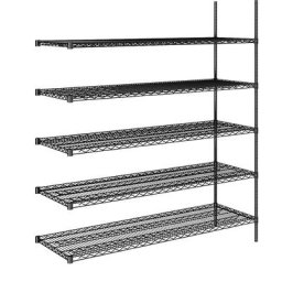 Rayonnage en fil d'acier noir, charge max. par tablette 250 kg, l x p 1520 x 610 mm, rayonnage additionnel, hauteur 1880 mm, 5 tablettes