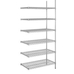 Rayonnage en fil d'acier chromé, charge max. admissible par tablette 250 kg, l x p 910 x 610 mm, rayonnage additionnel, hauteur 2180 mm, 6 tablettes