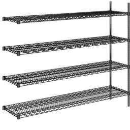 Rayonnage en fil d'acier noir, charge max. par tablette 250 kg, l x p 1520 x 460 mm, rayonnage additionnel, hauteur 1370 mm, 4 tablettes