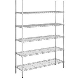 Rayonnage en fil d'acier chromé, charge max. par tablette 100 kg, l x p 1220 x 460 mm, rayonnage de base, hauteur 1880 mm, 5 tablettes