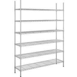 Rayonnage en fil d'acier chromé, charge max. par tablette 100 kg, l x p 1520 x 460 mm, rayonnage de base, hauteur 2180 mm, 6 tablettes