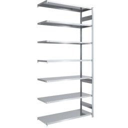 eurokraft pro Rayonnage emboîtable de stockage galvanisé, h x l 3000 x 1300 mm, avec 7 tablettes en acier, rayonnage additionnel, charge max. / tablette 190 kg, profondeur 600 mm