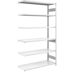 eurokraft pro Rayonnage emboîtable de stockage, gris, h x l 2500 x 1300 mm, avec 6 tablettes en acier, rayonnage additionnel, charge max. / tablette 240 kg, profondeur 600 mm