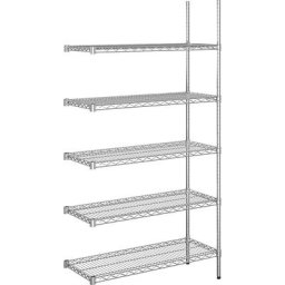 Rayonnage en fil d'acier chromé, charge max. admissible par tablette 150 kg, l x p 910 x 460 mm, rayonnage additionnel, hauteur 1880 mm, 5 tablettes
