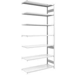 eurokraft pro Rayonnage emboîtable de stockage, gris, h x l 3000 x 1300 mm, avec 7 tablettes en acier, rayonnage additionnel, charge max. / tablette 240 kg, profondeur 600 mm