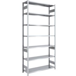 eurokraft pro Rayonnage emboîtable de stockage galvanisé, h x l 3000 x 1300 mm, avec 7 tablettes en acier, rayonnage de base, charge max. / tablette 185 kg, profondeur 500 mm