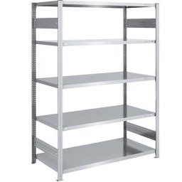 eurokraft pro Rayonnage emboîtable de stockage galvanisé, h x l 2000 x 1300 mm, avec 5 tablettes en acier, rayonnage de base, charge max. / tablette 240 kg, profondeur 800 mm