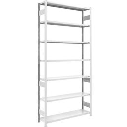 eurokraft pro Rayonnage emboîtable de stockage, gris, h x l 3000 x 1300 mm, avec 7 tablettes en acier, rayonnage de base, charge max. / tablette 180 kg, profondeur 400 mm