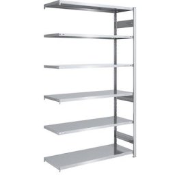 eurokraft pro Rayonnage emboîtable de stockage galvanisé, h x l 2500 x 1300 mm, avec 6 tablettes en acier, rayonnage additionnel, charge max. / tablette 240 kg, profondeur 600 mm