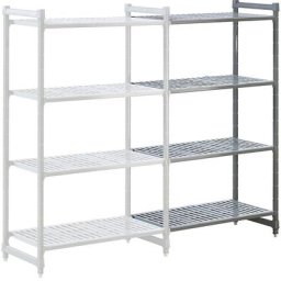 Rayonnage emboîtable modulaire en plastique, l x p tablettes 990 x 540 mm, rayonnage additionnel, largeur 1030 mm, tablette crantée