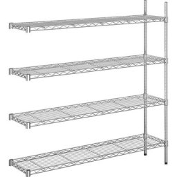 Rayonnage en fil d'acier chromé, charge max. par tablette 100 kg, l x p 1220 x 360 mm, rayonnage additionnel, hauteur 1370 mm, 4 tablettes