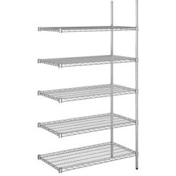 Rayonnage en fil d'acier chromé, charge max. admissible par tablette 150 kg, l x p 910 x 610 mm, rayonnage additionnel, hauteur 1880 mm, 5 tablettes